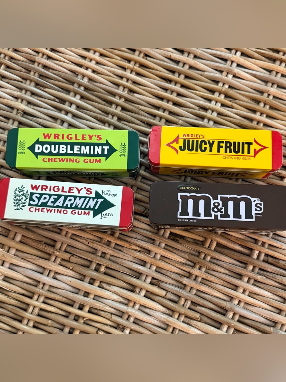 (4) Wrigley's Gum and M&M's Collectors Tins - perfect size for pencil box
